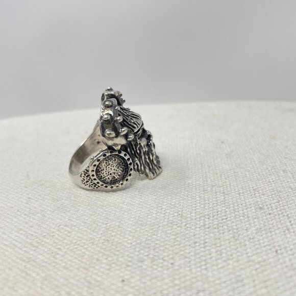Viking Head Ring Stainless Steel Size 11.5 Silver-Tone Biker‎ Goth Punk Metal - Picture 5 of 10